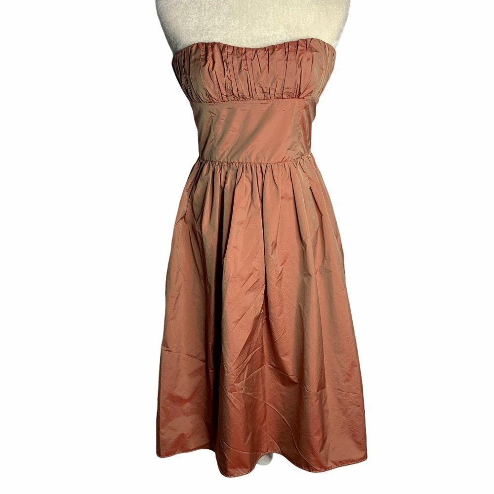 David Meister Strapless Taffeta Dress 4 Pink Pinup